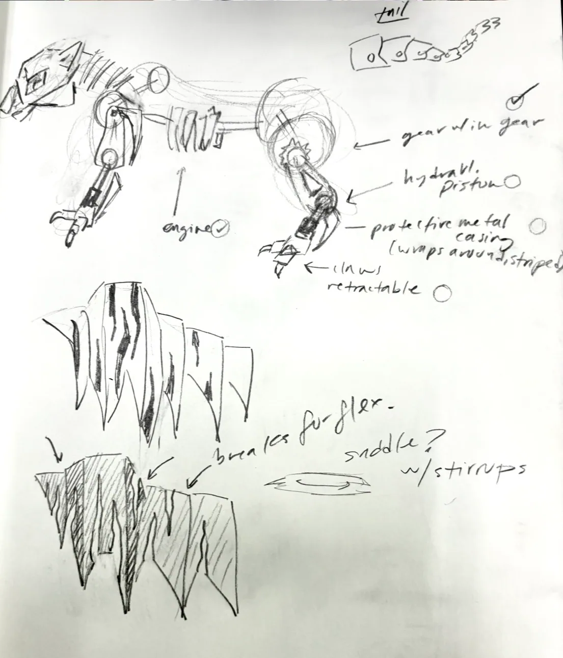 Concept sketches for the mech tiger