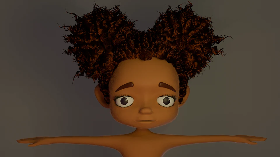 Mira with realistic curls, the first pass