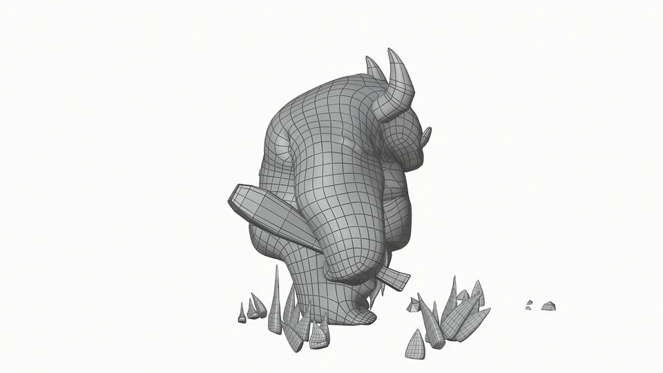 Painted Troll wireframe, side