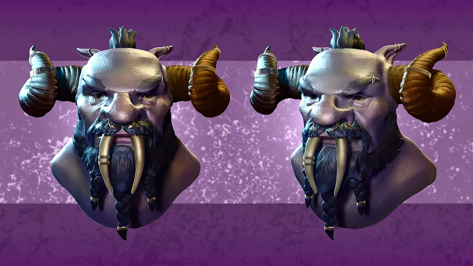 Saber Troll bust sculpt in ZBrush